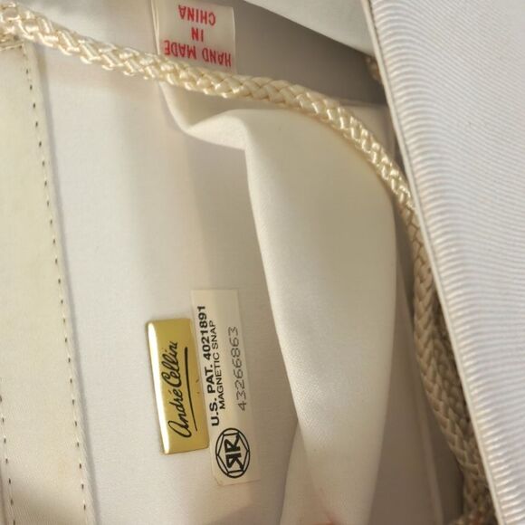 Andre Cellini Vintage Cream Silk Clutch Evening Bag - Picture 6 of 9